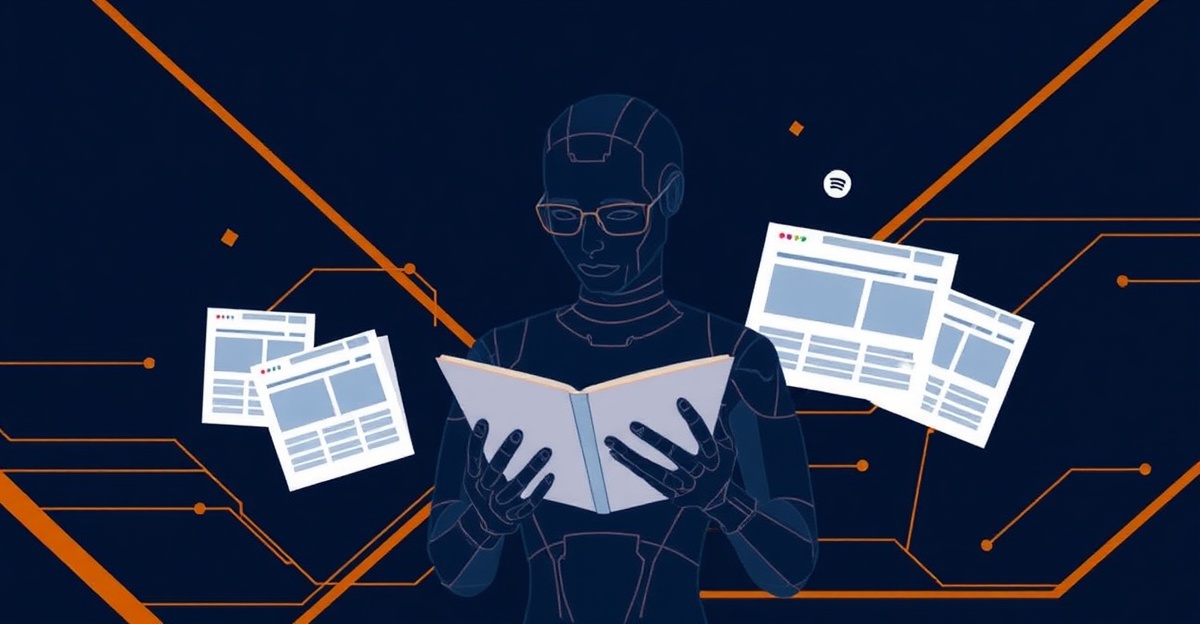 Illustration of an AI agent reading web pages on behalf of a user